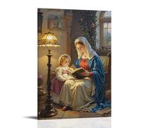 XMHMYHZJ The Madonna of The Book, Reading with Child, Intimate Lighting, Dutch Realism Wall Art Mural Modern Decoration Hanging Art Poster 12x18inch(30x45cm)