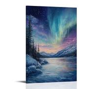XMHMYHZJ The Northern Lights Over A Frozen Lake An Oil Rendering of Icy Beauty And Colorful Skies Wall Art Mural Modern Decoration Hanging Art Poster 12x18inch(30x45cm)
