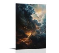 XMHMYHZJ The Power of A Thunderstorm An Oil Canvas of Dark Clouds And Lightning Streaks Wall Art Mural Modern Decoration Hanging Art Poster 16x24inch(40x60cm)