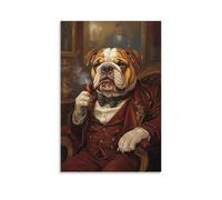 XMHMYHZJ Victorian-Era Illustration of A Majestic Bulldog Smoking A Pipe in A Gentlemans Club Wall Art Mural Modern Decoration Hanging Art Poster 08x12inch(20x30cm)