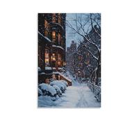 XMHMYHZJ Winter in The Urban Jungle An Oil Artwork of Snow Covered Streets And Warmly Lit Windows Wall Art Mural Modern Decoration Hanging Art Poster 20x30inch(50x75cm)