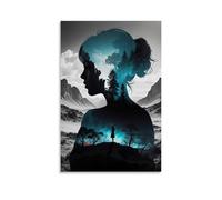 XMHYHMY Art Poster Woman ' S Silhouette Landscape with The Sky And Trees Under Her Wall Art Decorative Painting Mural Modern Decoration Hanging Art Poster 24x36inch(60x90cm)