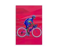 XMHYHMY Sports Triathlon Rider Rides A Bicycle in The Race Flat Illustration on Pink Wall Art Decorative Painting Mural Modern Decoration Hanging Art Poster 24x36inch(60x90cm)