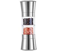 XMING 2 in 1 Double Head Stainless Steel Pepper Grinder Spice Powder Peppercorn Rose Sea Salt Kitchen Manual Grinder Bottle
