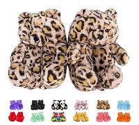 XMiniLife Brown Teddy Bear Slippers for Women and Girl Home Indoor Winter Shoes Soft Cute Warm Anti-Slip Faux Fur Cartoon Slippers Multicolor Size: One Size
