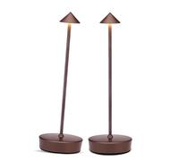 XMINKDZA Cordless Led Table Desk Lamp 2 Pack, 7000mAh Battery Outdoor Table Light Waterproof for Restaurant Patio Camping Home Decor, USB-A Output, Brightness Memory, Dimmable
