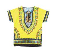 Xmiral Boys Girl Kids Tops African National Style Bright Colour Child T-Shirt Short Sleeve O-Neck Tee Tops(Yellow,3-4 Years)