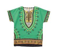 Xmiral Boys Girl Kids Tops African National Style Bright Colour Child T-Shirt Short Sleeve O-Neck Tee Tops(Green,3-4 Years)
