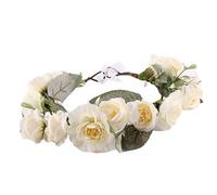 Xmiral Ladies Hairband Fashion Simulation Flower Wedding Garland Hair Head For Women Baby Kids Handmade Rose Flower Headband Wreath Headdress(Beige3)