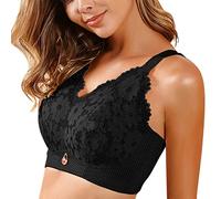 Xmiral Lingerie for Womens Underwire Bra Lace Floral Unlined Plus Size Full Coverage Sports Seamless Black