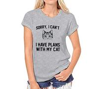 Xmiral Tops Blouse Women Girl Summer Casual Crewneck Cat Letter Print Tee Shirts Polyester Plus Size T-shirt Lovely Top(4XL,Grey)
