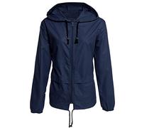 Xmiral Waterproof Lightweight Jacket Ladies Solid Color Windproof Coat Zipper Raincoat
