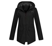 Xmiral Waterproof Windproof Jacket Ladies Solid Color Coat Outdoor Camping Raincoat Plus Size Sweat Jacket Hooded Hiking Outwear(c Black,5XL)