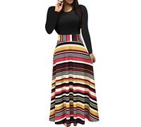 Xmiral Women Dress Long Sleeve Floral Boho Print Long Maxi Ladies Casual Dresses