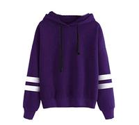 Xmiral Women Sweatshirt Autumn Long Sleeve Hoodie Jumper Hooded for Cotton Blend Pullover Tops Blouse (M,Purple)
