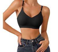 Xmiral Womens Comfort Lightly Lined Seamless Wireless Triangle Bralette Bra Sports Support Black