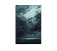 XMJHHMHZ The Power of A Thunderstorm An Oil Canvas of Dark Clouds And Lightning Streaks Wall Art Mural Modern Decoration Hanging Art Poster 12x18inch(30x45cm)