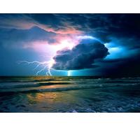 XMJJKUF 10x8ft Ocean Rainstorm Lightning Backdrop Summer Night Raging Sea Waves Illumination Thunder VBS 2026 Background Ocean Nautical Adventure Theme Party Decorations Photography Props