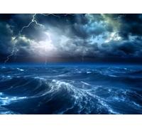 XMJJKUF 10x8ft Ocean Waves Cloudy Sky Photography Backdrop Summer Stormy Sea Sky Clouds Thunder Illuminated VBS 2026 Background Nature Scenery Summer Adult Kid Party Decor Photoshoot Props