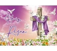 XMJJKUF He is Risen Easter Banner Backdrop for Church 10x7ft Cross Lily Resurrection Jesus Christian Photography Spring Religious Easter Party Decor Background Photo Studio Props