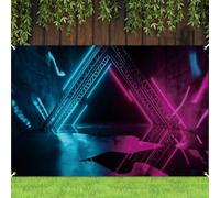 XMJJKUF Illumination VBS Neon Glow 2026 Backdrop 9x6ft Fabric VBS Decorations Laser Line Background 80s 90s Night Club Birthday Graduate Let's Glow in The Dark Party Banner Photo Props