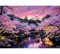 XMJJKUF Spring Cherry Blossom Flowers Backdrop 10x7ft Japanese Backyard Pond River Cherry Tree Wall Paper Photography Background Birthday Wedding Shower Party Decor Banner Props