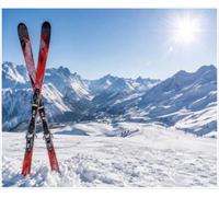XMJJKUF Winter Ski Photography Backdrop 10x8ft, Snowy Mountain Snowboard Alpine Ski Party Decoration Background, Skiing Sport Adventure Theme Birthday Party Banner Photo Booth Props