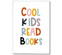 XMJJQQ Cool Kids Read Books Canvas Wall Art, Motivational Encouraging Quotes Library Reading Posters, Inspirational Positive Reading Corner Decor for Classroom Elementary 12x16in Unframed