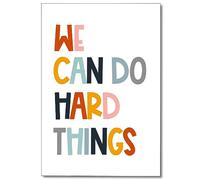 XMJJQQ We Can Do Hard Things Canvas Wall Art, Daily Positive Affirmations for Kids Prints Poster, Motivational Encouraging Quotes Wall Decor for School Classroom Elementary 12x16in Unframed