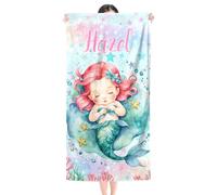 XMJUPO Personalized Custom Beach Towel - 60"x30" Pool Swim Travel Large Soft Lightweight Customized Text Name Towels for Kids and Adults Baby Mermaid