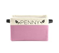 XMJUPO Personalized Foldable Storage Bins with Name Custom Nursery Baskets Organizer with Handles for Organizing Kids and Pets Toys Nursery Shelf Closet Boxes 1 Pack Pink Name