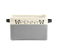 XMJUPO Personalized Foldable Storage Bins with Name Custom Nursery Baskets Organizer with Handles for Organizing Kids and Pets Toys Nursery Shelf Closet Boxes 1 Pack Grey Name
