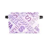 XMJUPO Personalized Foldable Storage Bins with Name Custom Nursery Baskets Organizer with Handles for Organizing Kids and Pets Toys Nursery Shelf Closet Boxes 1 Pack Purple