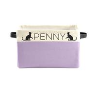 XMJUPO Personalized Foldable Storage Bins with Name Custom Nursery Baskets Organizer with Handles for Organizing Kids and Pets Toys Nursery Shelf Closet Boxes 1 Pack Purple Name