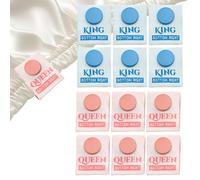 XMJY 12-Pack Color Coded Bed Sheet Labels, 6 Pink Queen 6 Sky Blue King Snaps, Machine Washable Bedding Size Identifiers, Essential Linen Closet Organizer for Home