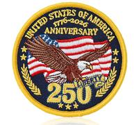 XMJY 250th Anniversary USA Hook and Loop Patch, 1776-2026 250th Liberty Embroidered Patch for Hats, Backpacks, Vests, Bags, Dog Harnesses