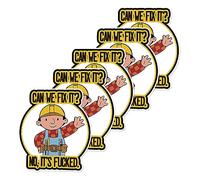 XMJY 5 Pack Funny Hardhat Stickers - Can We Fix It? No, It's ed, Cute Cartoon Hard Hat Stickers for Builder, Waterproof Vinyl Stickers for Tool Box, Helmet (2 inch)