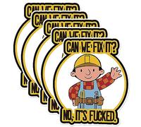XMJY 5 Pack Funny Hardhat Stickers - Can We Fix It? No, It's ed, Cute Cartoon Hard Hat Stickers for Builder, Waterproof Vinyl Stickers for Tool Box, Helmet (3 inch)