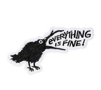 XMJY Funny Crow Iron On Patch - Everything is Fine Morale Patch, Cool Raven Sarcastic Embroidered Patch for Clothing, Jackets, Jeans, Vests