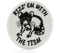 XMJY Rizz'Em with The Tism Patch, Funny Possum Hook and Loop Patches, Humor Sarcastic Embroidery Appliques for Backpacks Hats Jeans Bags