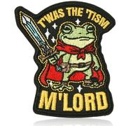 XMJY T'was The 'tism M'lord Hook and Loop Patch, Funny Sew on Embroidered Military Patches, DIY Frog Funny Patches for Backpacks, Clothes, Harness, Vests, Hats