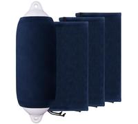 XMK Boat Fender Covers 10"x26" Fender Covers Marine Boat Bumper Sleeves for Twin Eye & Center Rope Tube Style Fenders, Navy Blue, 3-Pack, Polyester (Boat Fender Not Included)