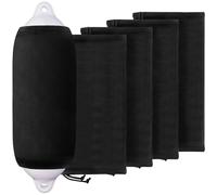 XMK Boat Fender Covers for Taylor Made Big B Center Rope Tube Boat Bumper Fender,4-Pack Black 9" x 26" Marine Fender Covers to Protect Boat Fender w Stretch Polyester