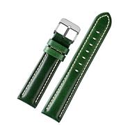 XMKT 18mm 20mm 22mm Bamboo Pattern soft cowhide Strap Men Butterfly Buckle Ostrich leather Green Watchband Bracelet(C silver pin,18mm)