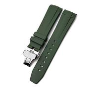 XMKT 19mm 20mm 21mm Rubber Silicone Watchband Fit， For Longines Conquest HydroConquest L3 Waterproof Watch Strap Pin/Folding buckle(Green Folding Buckle,20mm)