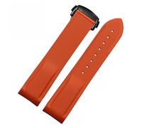 XMKT 20mm 22mm Silicone watch band For Omega Seamaster 007 wrist Waterproof strap bracelet with folding buckle(Orange black,20mm)