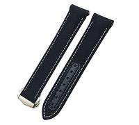 XMKT 20mm Canvas Leather Bottom Watchband for Omega Seamaster 300 Speedmaster AT150 Planet Ocean Nylon Watch Strap(Black White 1)