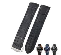 XMKT 20mm Cowhide Watch Bands for Omega Seamaster 300 Speedmaster DE VILLE Watch Strap for Men Bracelet Point buckle(Black black black,22mm)