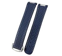 XMKT 20mm Rubber Silicone Watch Strap Fit For Omega Moon Watch Speedmaster AT150 Seamaster 300 Steel Buckle Watchband Bracelets Rose Gold Buckle(Blue White 1,Black Buckle)