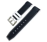 XMKT 22mm 23mm Fluororubber Rubber Waterproof Watchband Fit for Blancpain 5000 5015 Fifty Fathoms CITIZEN Black White Red Strap Tools(Black White,22mm)